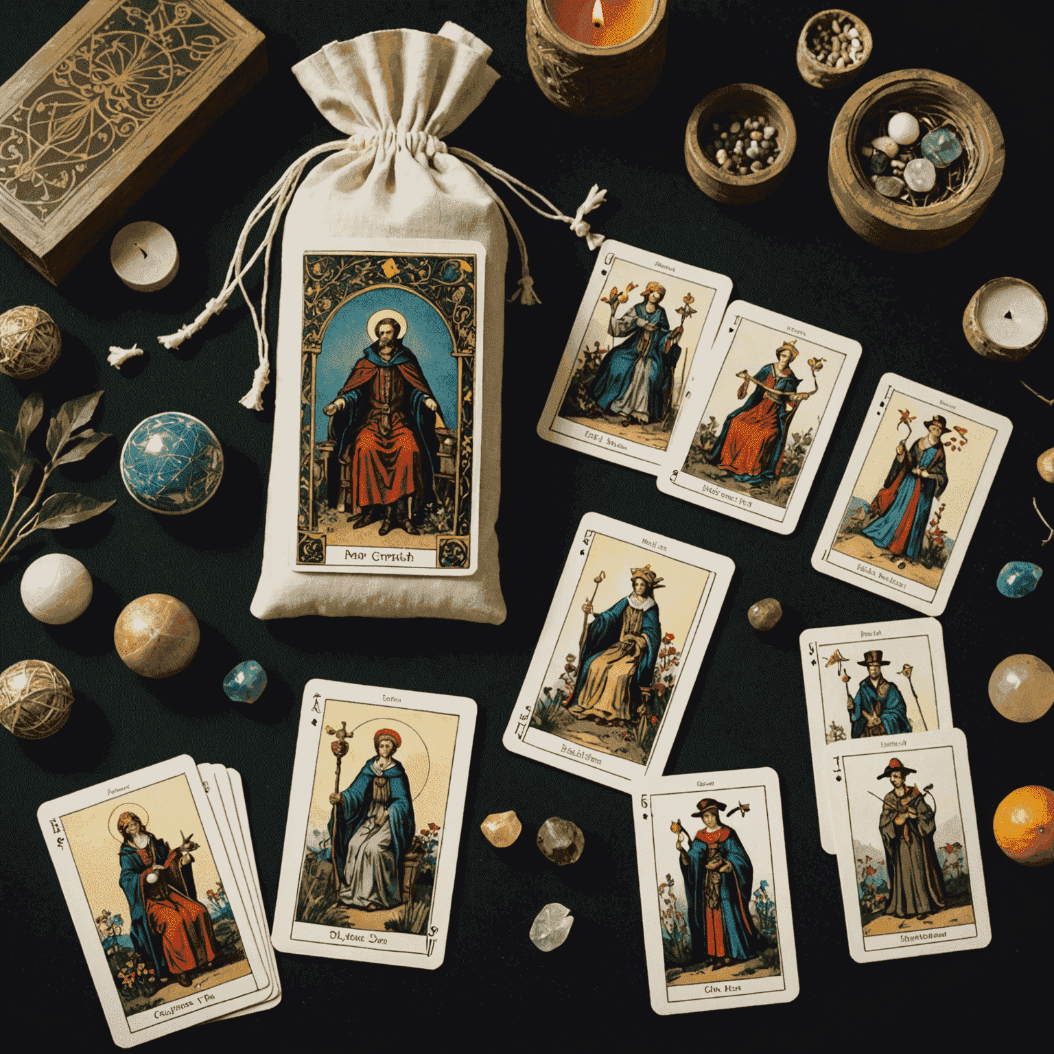 Novi elegantni tarot kompleti z ročno izdelanimi kartami in svileno vrečko za shranjevanje